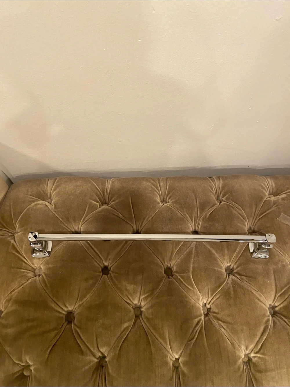 Polished Silver Wall Hook Bar - Modern Single Rail 26in long